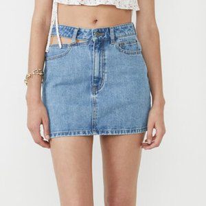 New Cut Out Denim Skirt In Vintage 28"